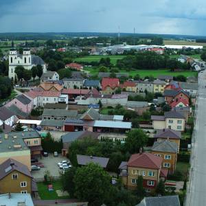 Widok na zabytkowy układ przestrzenny miejscowości Jedwabne