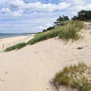 Widok na spokojną plażę w Świętouściu