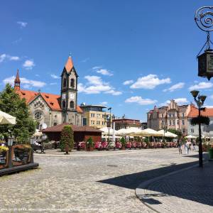 Widok na ratusz i rynek w Tarnowskich Górach