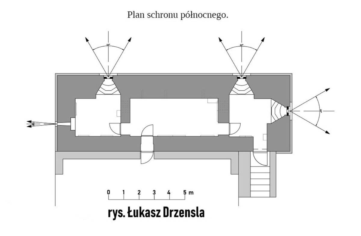 Koszary punktu oporu Bobrowniki - schemat schronu północnego