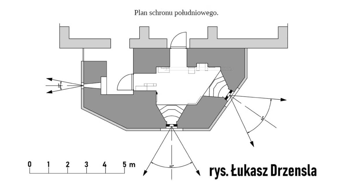 Koszary punktu oporu Bobrowniki - schemat schronu północnego