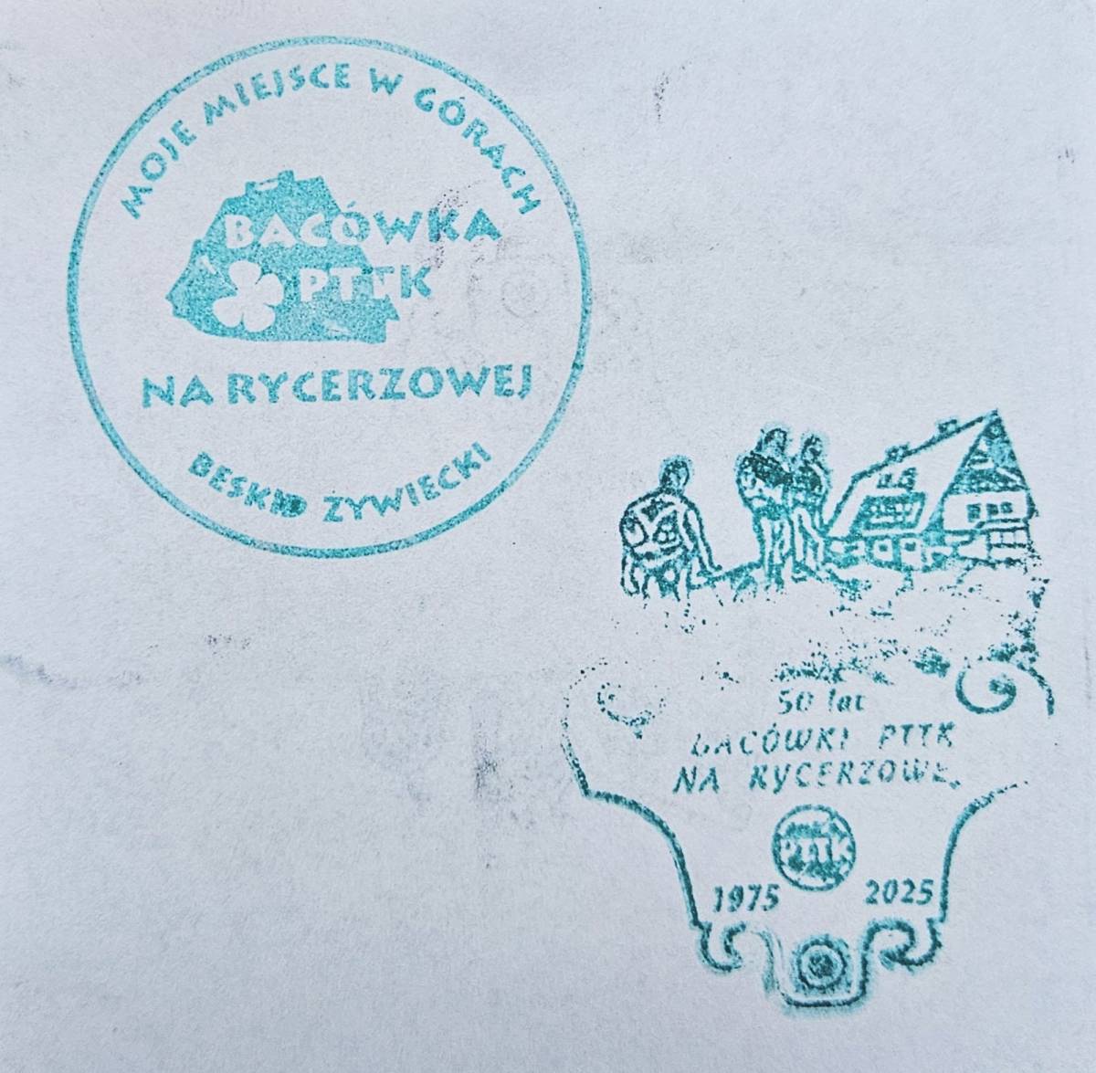 Pieczątki pamiątkowe z Bacówki PTTK na Rycerzowej