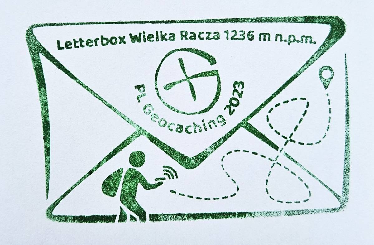 Pieczątka z wizerunkiem pocztówki z Wielkiej Raczy