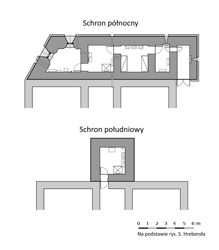 Schematy schronów przykoszarowych punktu oporu Nowy Bytom