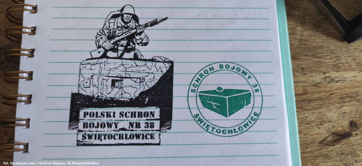 Pieczątka pamiątkowa z schronu nr 38 Obszaru Warownego Śląsk