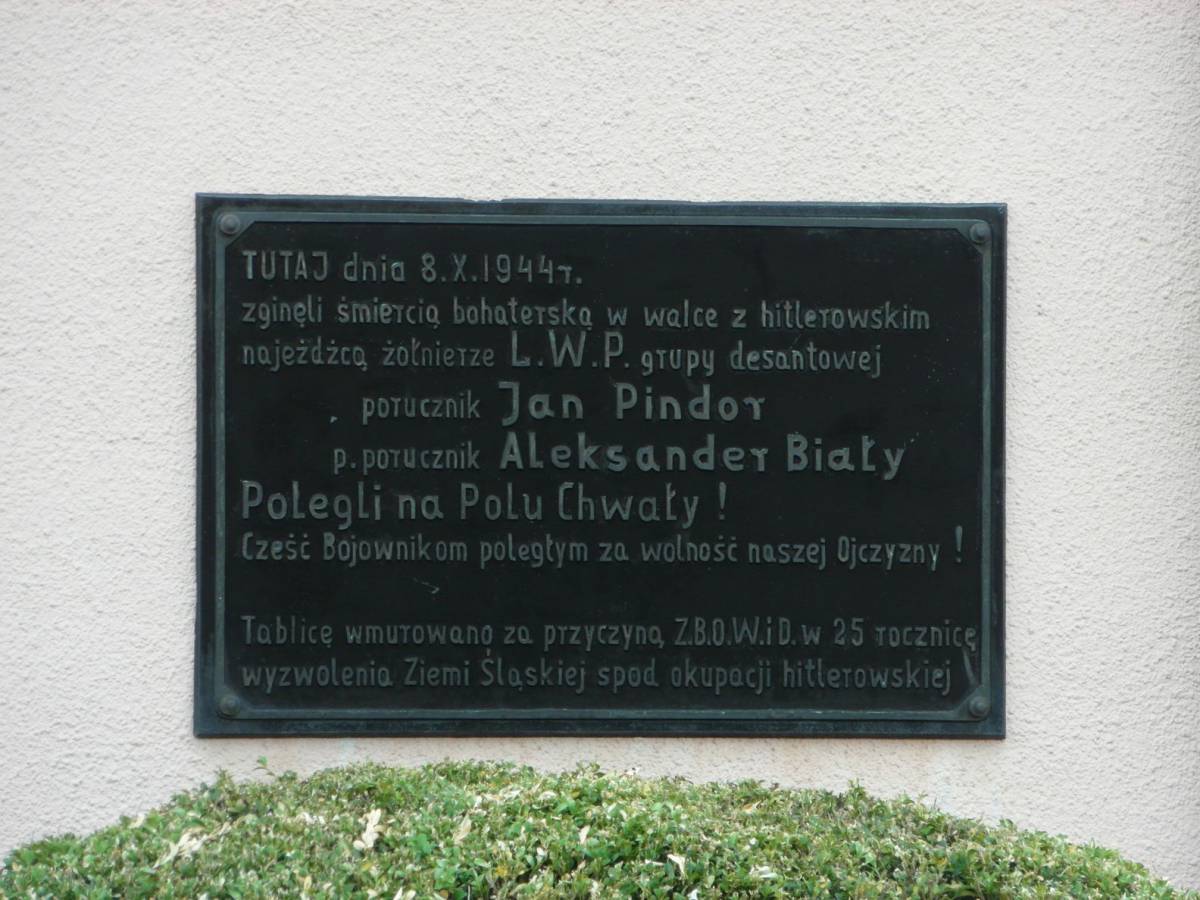 Tablica upamiętniająca śmierć por. Pindora i ppor. Białego - sam 9457