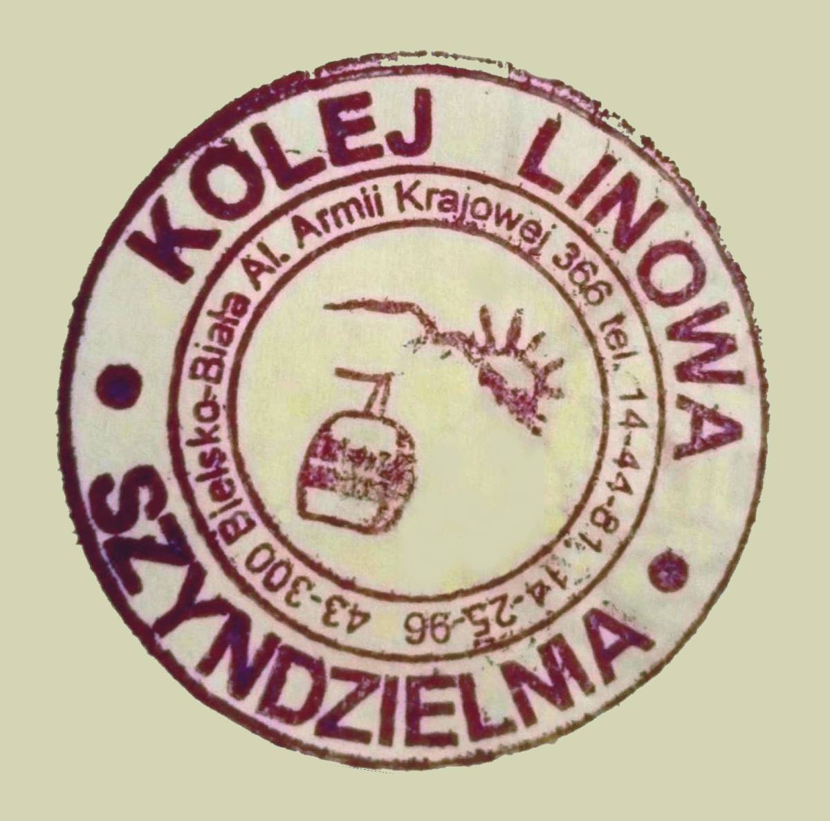 Pieczątka kolejki gondolowej na Szyndzielnię