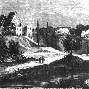 Tablica upamiętniająca Klasztor Ojców Franciszkanów w Lelowie - lelow drzeworyt olszewskiego1876
