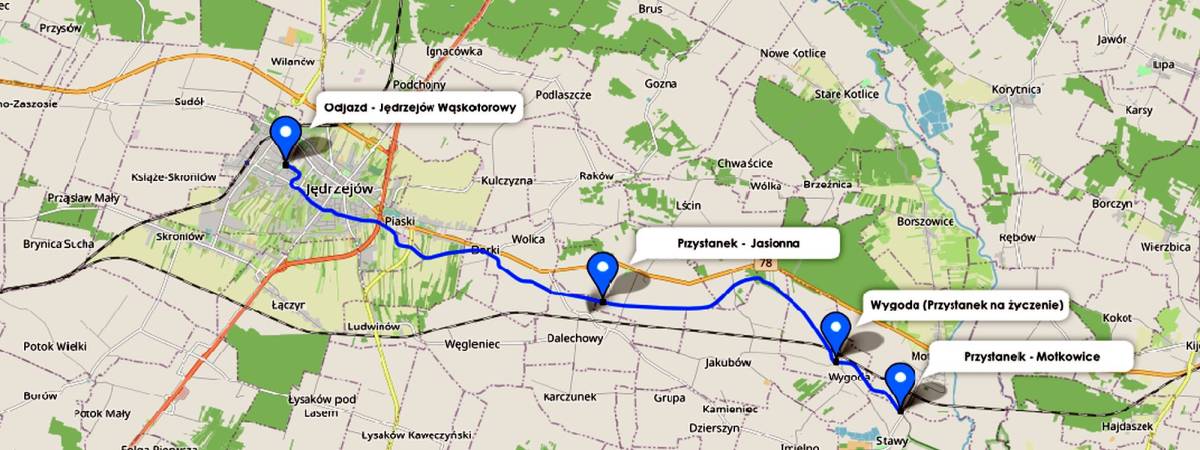 Trasa Świętokrzyskiej Kolei Dojazdowej