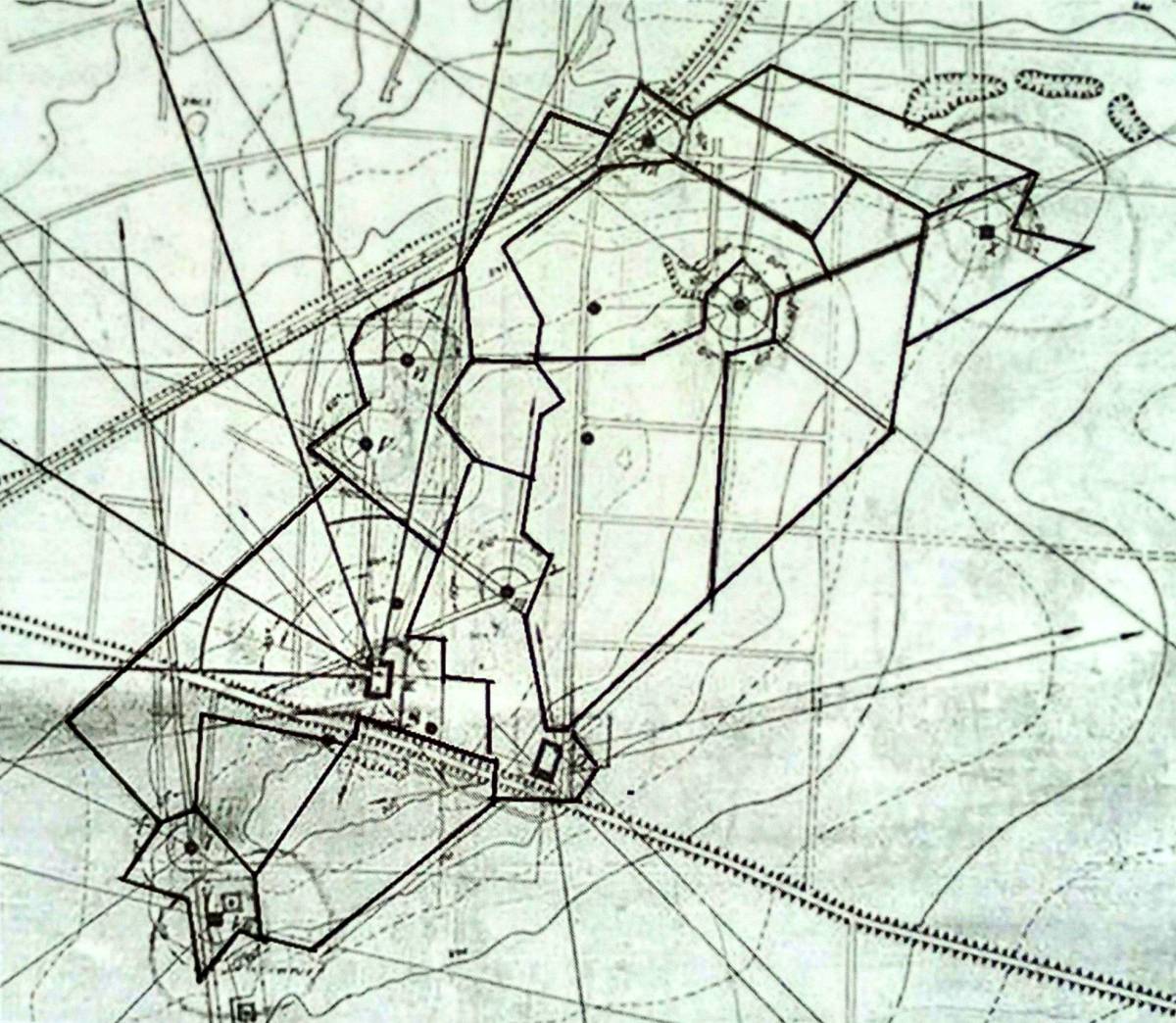 Mapa punktu oporu wzgórze 304,7 Dąbrówka z 1934 roku