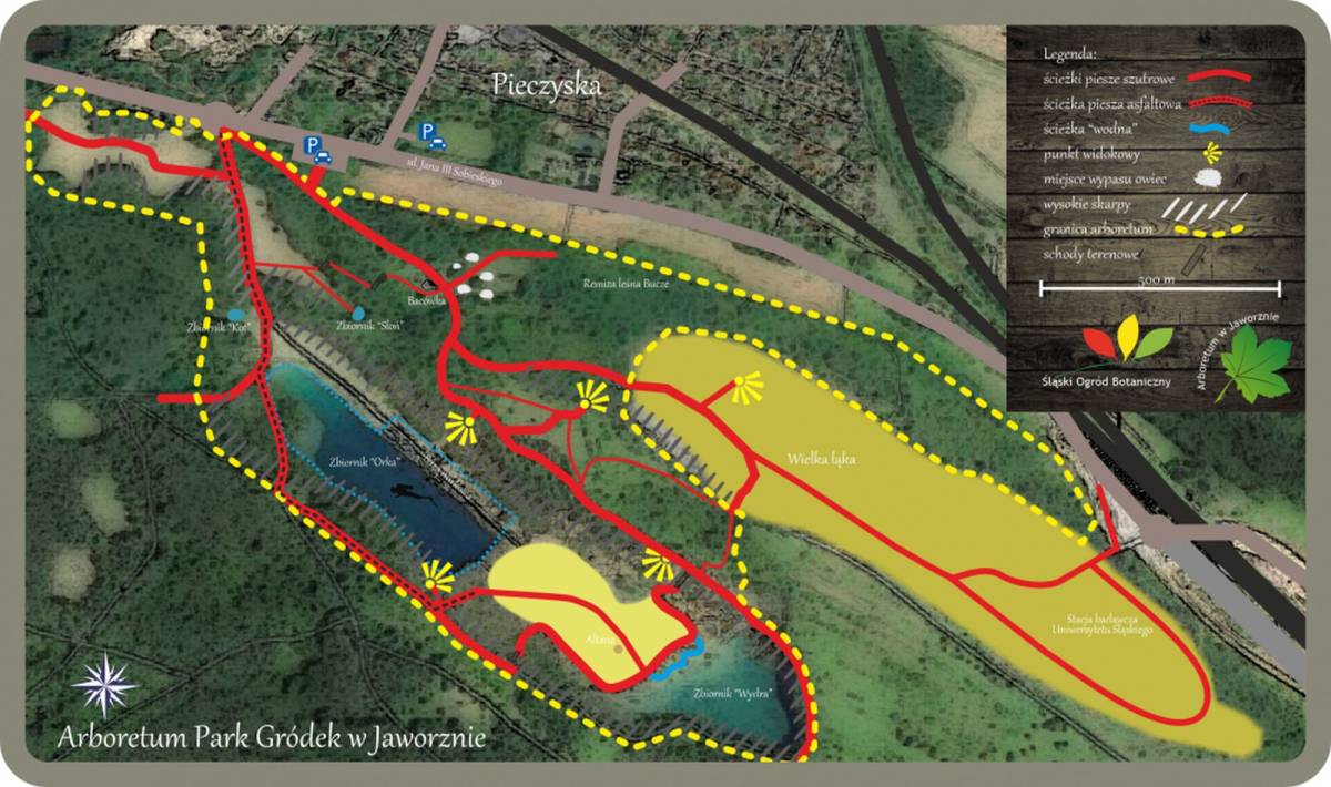 Mapa Arboretum Park Gródek w Jaworznie