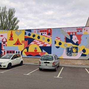 Mural "500 lat Tarnowskich Gór" w Tarnowskich Górach - mural 500 lat tarnowskich gor w tarnowskich gorach 5