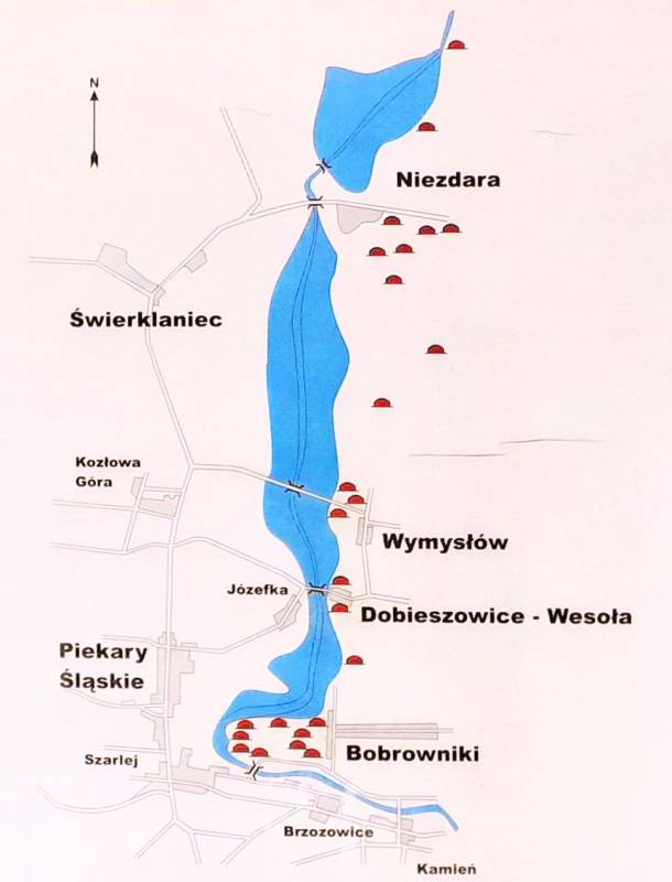 Zalewy obronne na Brynicy - mapa