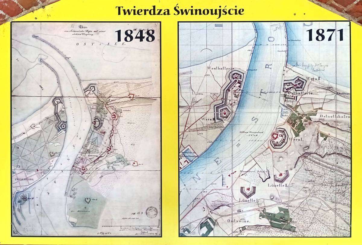 Twierdza Świnoujście w 1848 i 1871 roku
