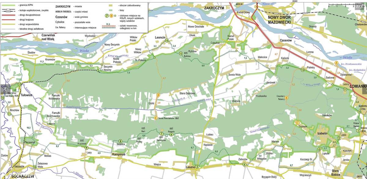 Kampinoski Szlak Rowerowy - kampinoski szlak rowerowy mapa