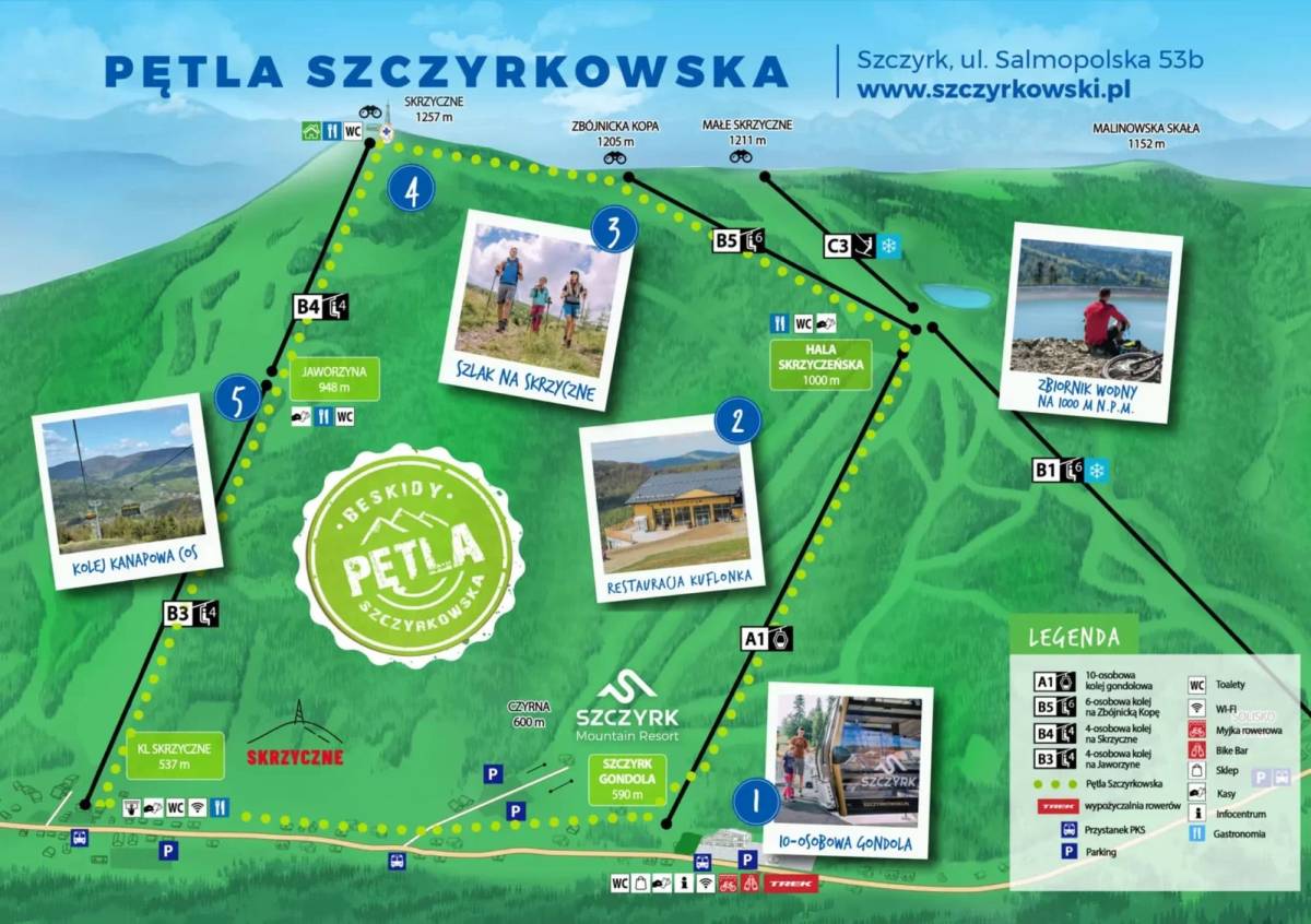 Mapa z trasą Pętli Szczyrkowskiej
