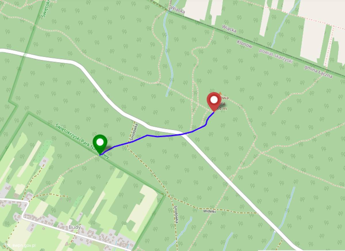 Szlak Żółty Świętokrzyskiego Parku Narodowego - szlak zolty swietokrzyskiego parku narodowego mapa
