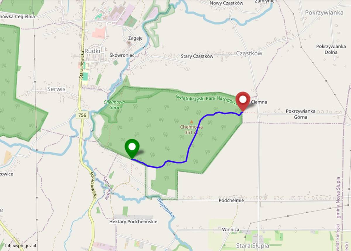 Szlak Czarny Świętokrzyskiego Parku Narodowego - szlak czarny swietokrzyskiego parku narodowego mapa