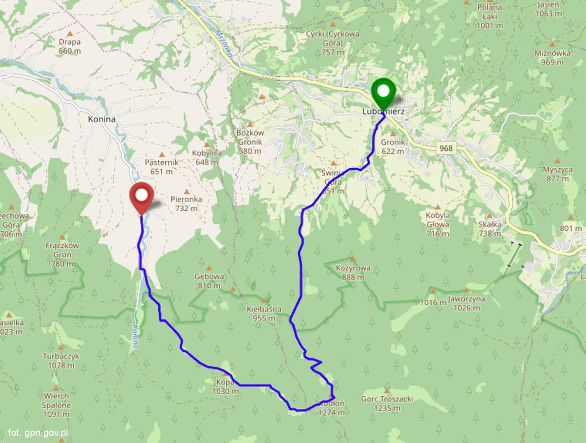 Szlak czarny Lubomierz-Kudłoń-Konina - szlak czarny lubomierz kudlon konina mapa