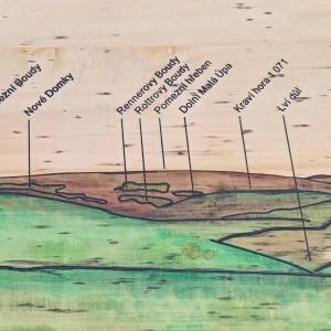 Górna stacja kolejki gondolowej na Śnieżkę - punkt widokowy tablica