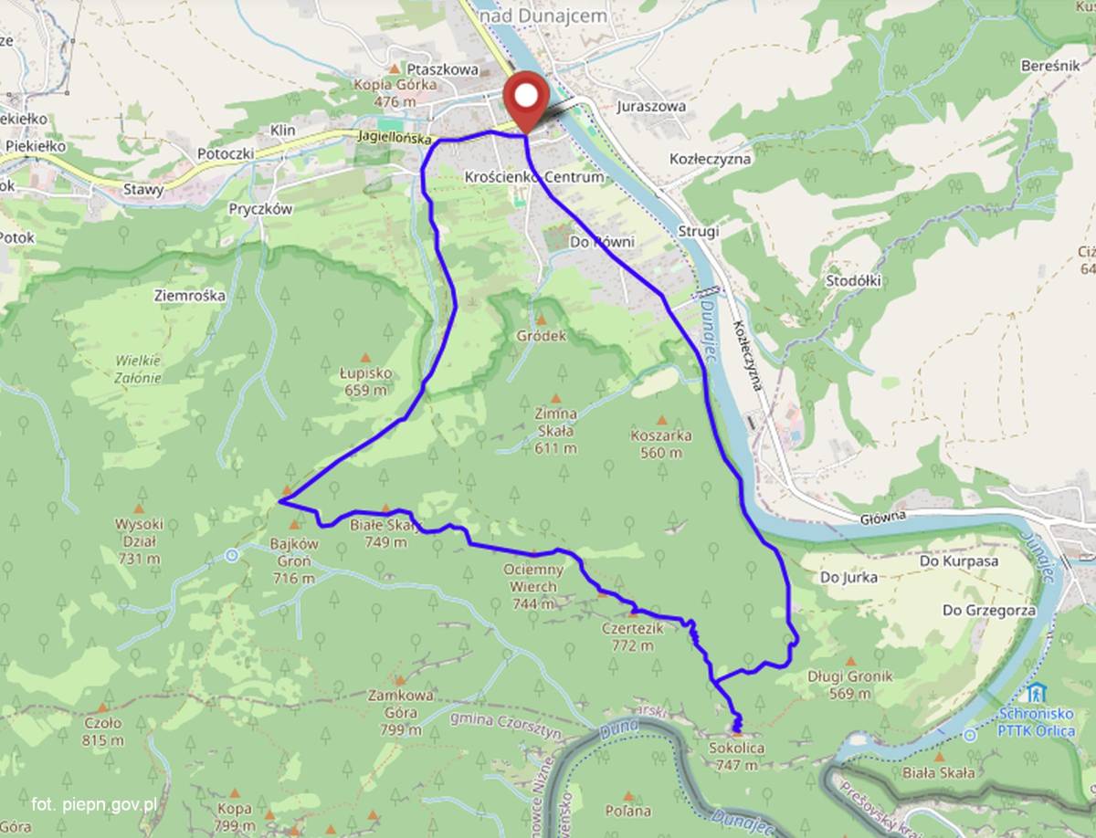 Szlak Krościenko nad Dunajcem-Sokolica pętla - szlak kroscienko nad dunajcem sokolica petla mapa
