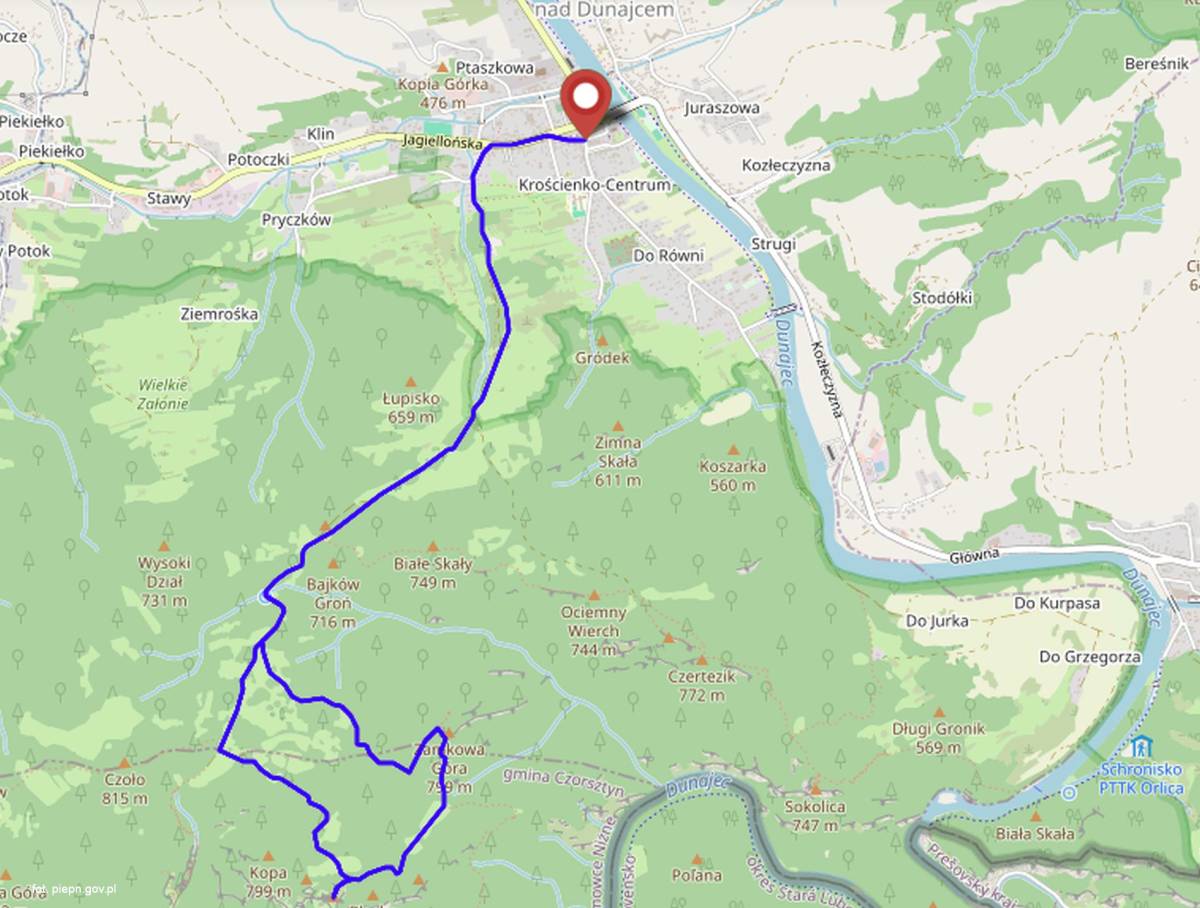 Szlak Trzy Korony z Krościenka nad Dunajcem - pętla - szlak trzy korony z kroscienka nad dunajcem petla mapa