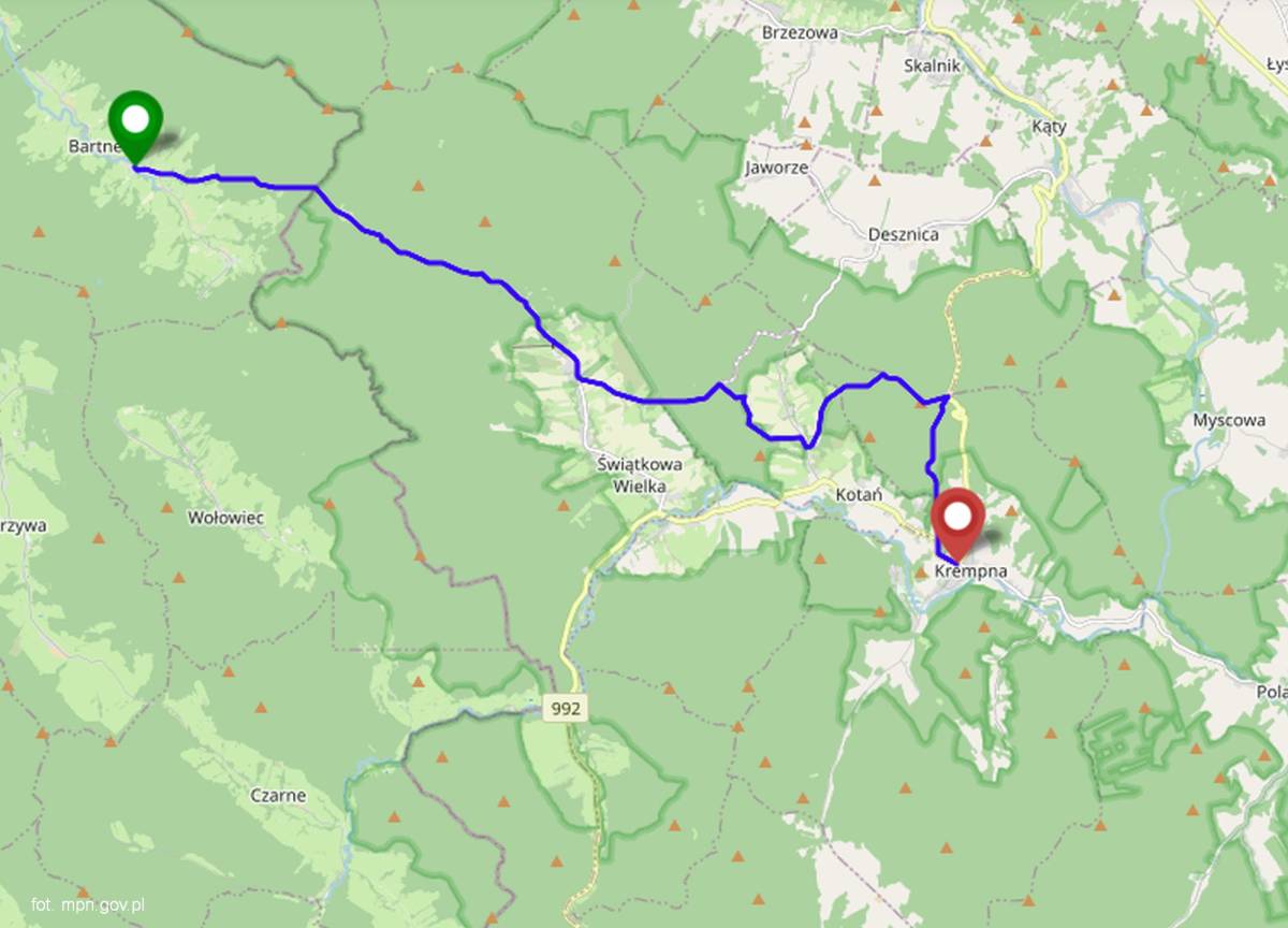 Szlak żółty Krempna-Bartne - szlak zolty krempna bartne mapa